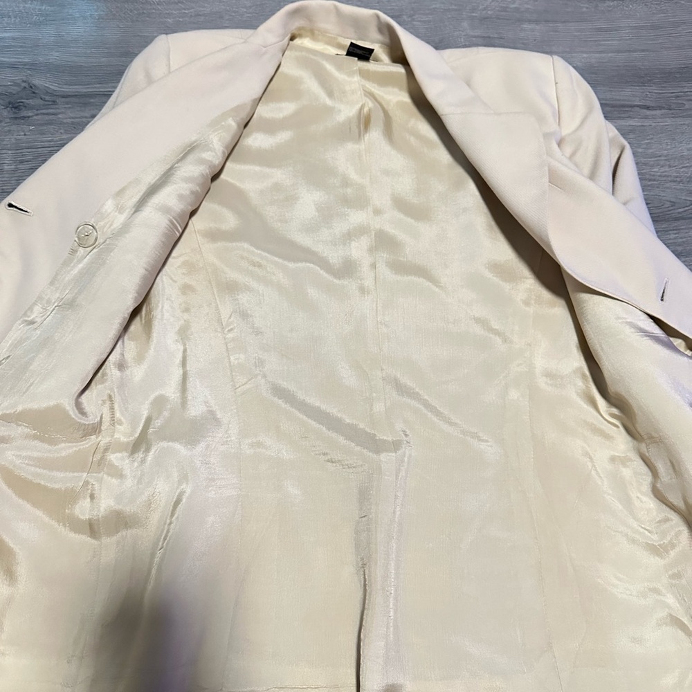 M.T. Studio Morgan Taylor Beige tan double breast Coat blazer size 6 - Picture 5 of 7